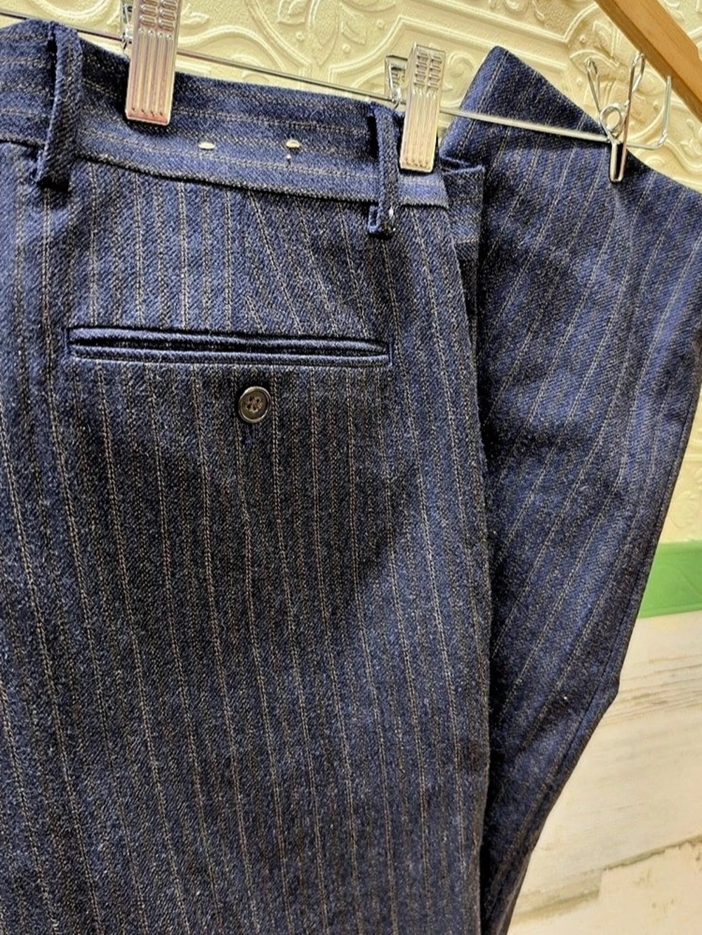 BR Super 110s Striped Wool Dress Pants Blue Size 32 Like New